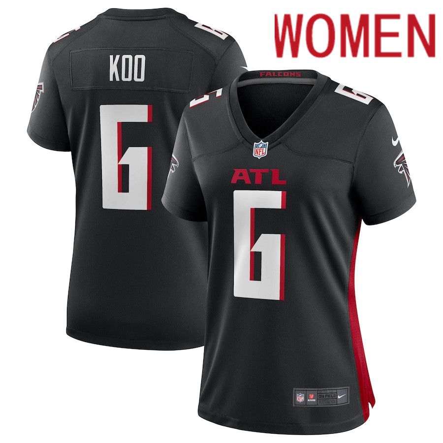 Women Atlanta Falcons #6 Younghoe Koo Nike Black Team Game NFL Jersey